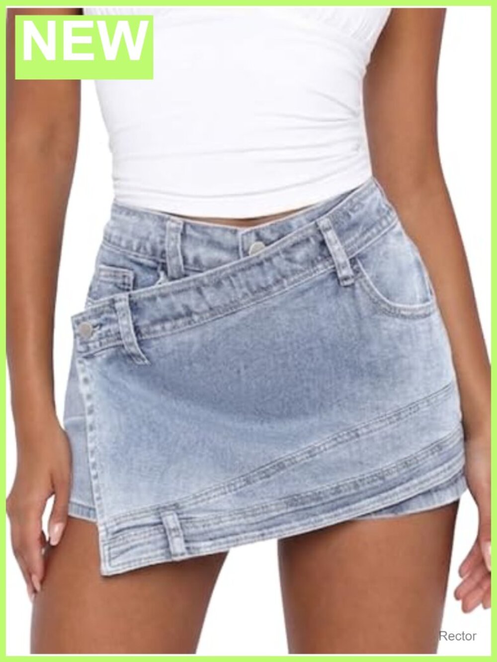 Women's Asymmetrical Denim Skort Front Skirt Back Shorts High Waist Y2K